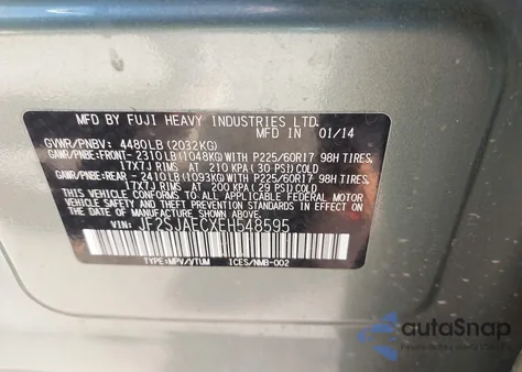 2014 Subaru Forester 2.5I Premium из США, поврежденный, VIN JF2SJAECXEH548595